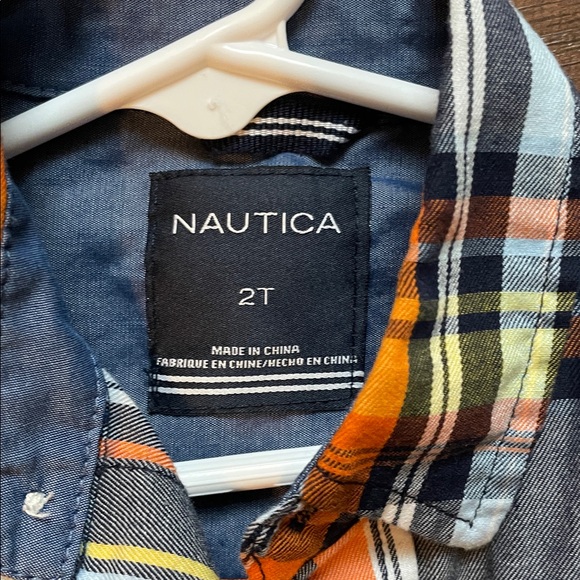 Nautica Toddler Plaid Shirt - Orange and Blue - Picture 2 of 2